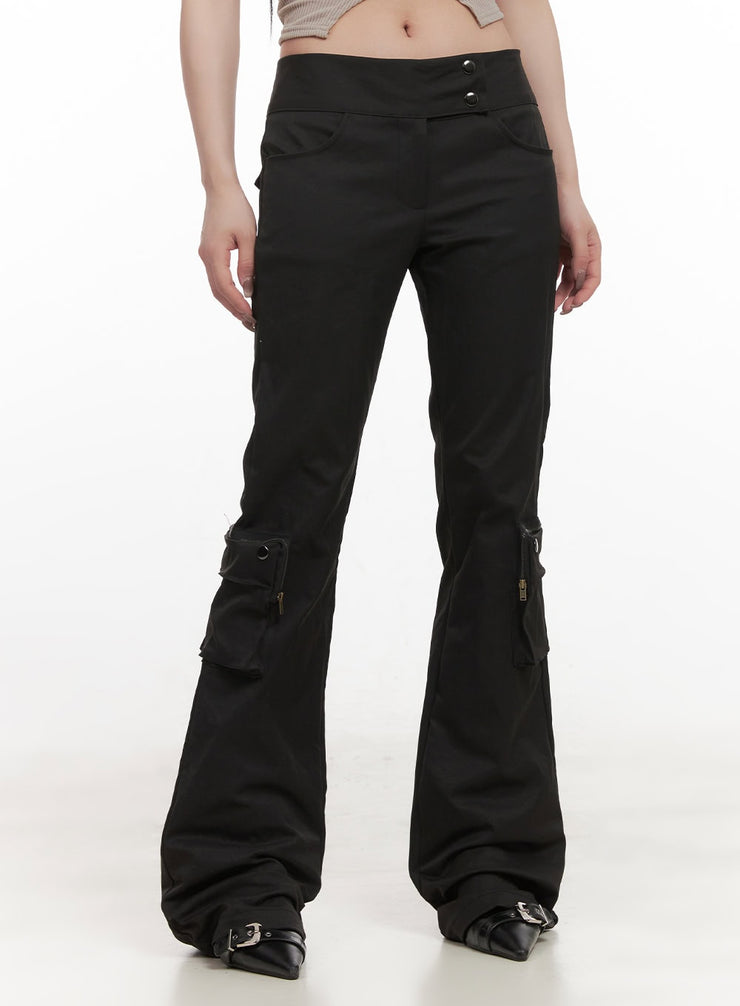 cargo-low-waist-bootcut-pants-cj516 / Black