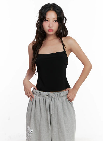 eyelet-halter-knit-top-cl521 / Black