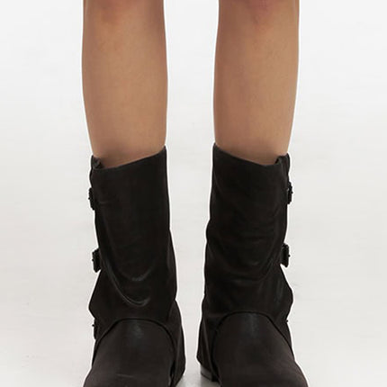 buckled-mid-calf-boots-ij503 / Black