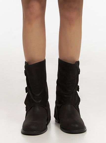 buckled-mid-calf-boots-ij503 / Black