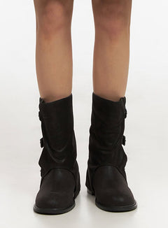 buckled-mid-calf-boots-ij503 / Black