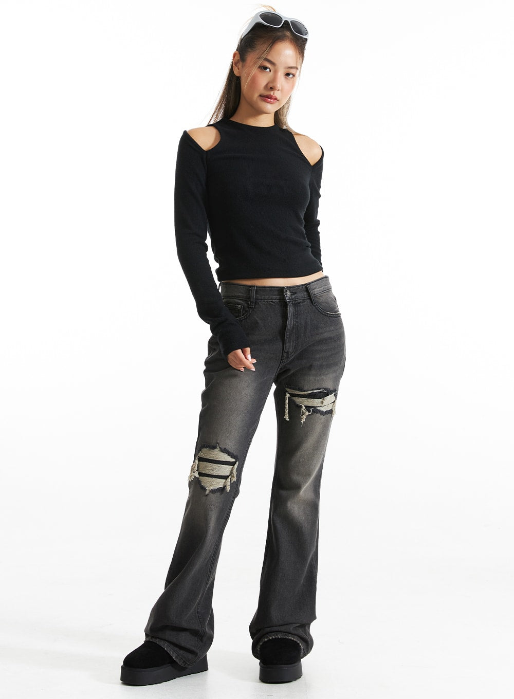 Ripped Bootcut Jeans CO313