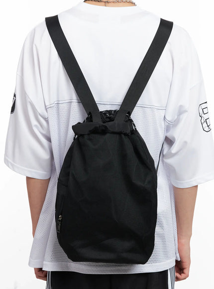 mens-mesh-drawstring-backpack / Black