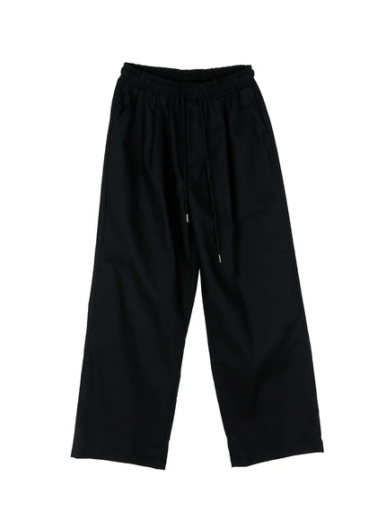 mens-linen-pintuck-wide-leg-pants-ig512 / Black