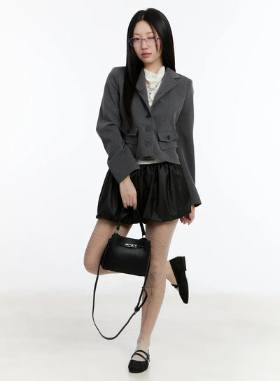 bubble-hem-mini-skirt-cm511 / Black