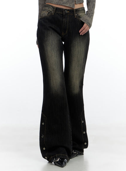 keira-classic-buttoned-bootcut-denim-jeans-cs425 / Black