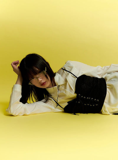 sheer-floral-lace-up-corset-cami-top-cm513 / Black