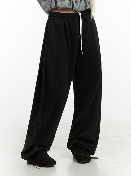 string-waist-banded-sweatpants-co415 / Black