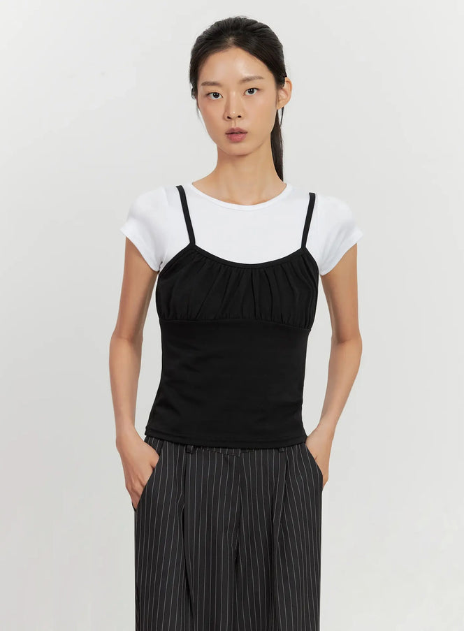 classic-shirred-cami-top-il528 / Black