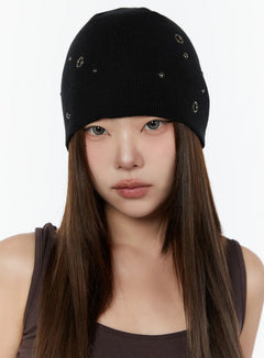 studded-rivet-beanie-cy519 / Black