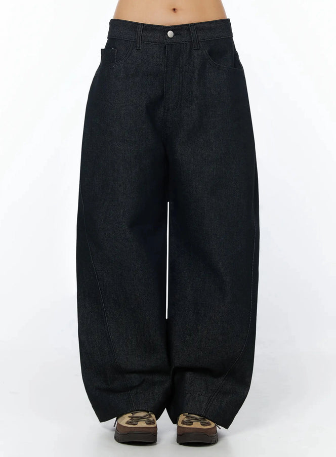 evania-low-rise-baggy-jeans-iu508 / Black