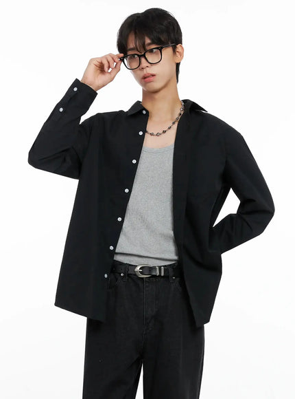 mens-classic-button-up-shirt-io517 / Black
