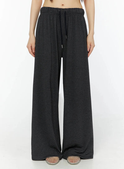 striped-wide-leg-sweatpants-cu515 / Black