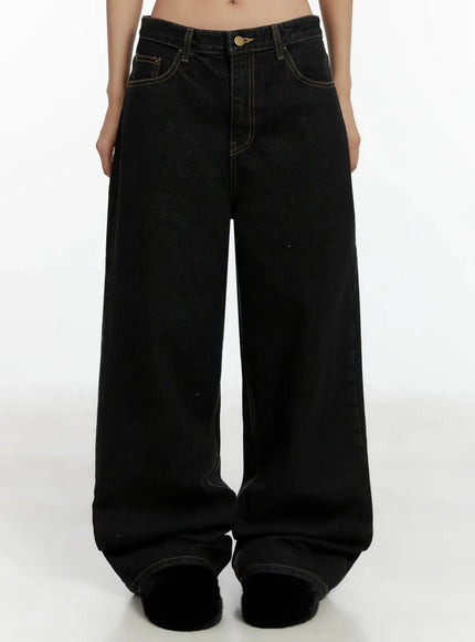 noemi-wide-leg-stitch-jeans-id525 / Black