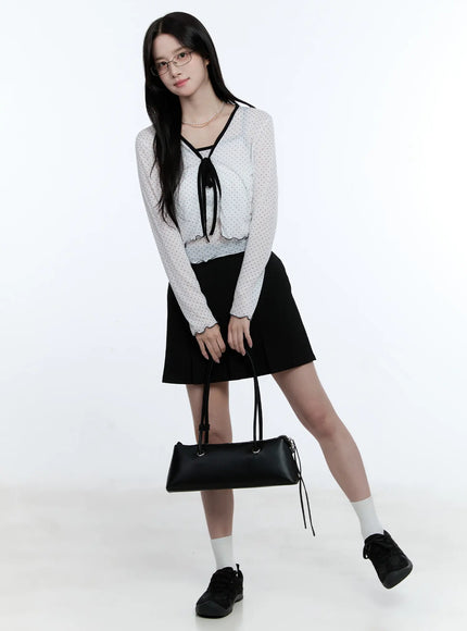 banded-pleated-mini-skirt-cg513 / Black