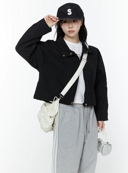 cropped-windbreaker-jacket-iy507 / Black