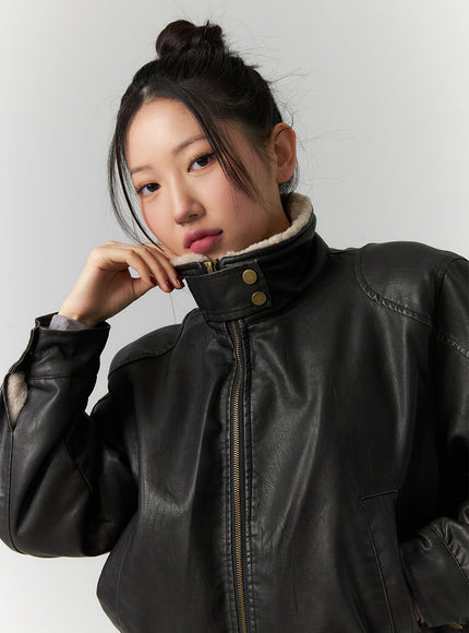 double-faced-biker-jacket-cd304 / Black
