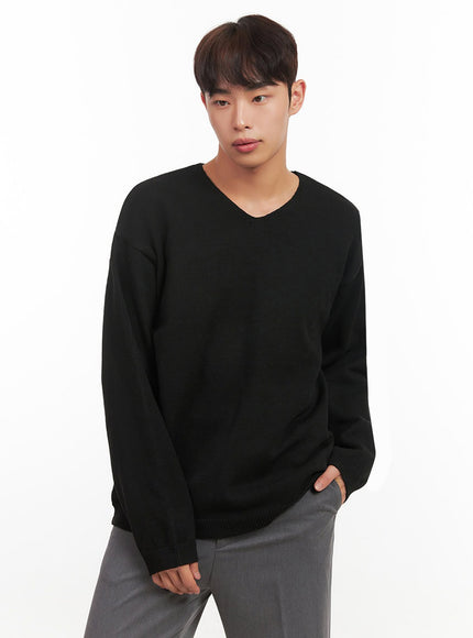 mens-essential-black-v-neck-sweater-if517 / Black