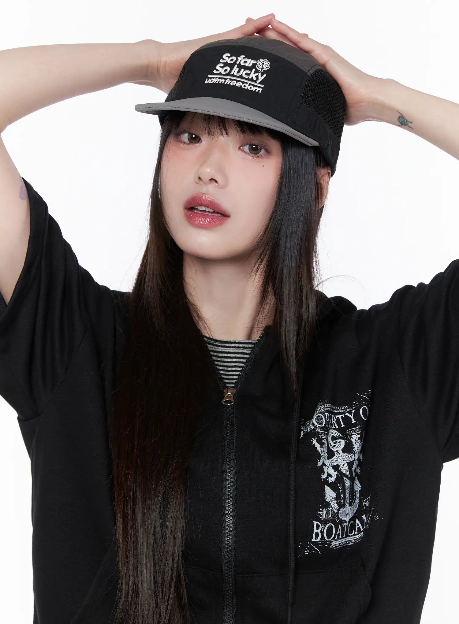 mesh-lettering-baseball-cap-cu519 / Black