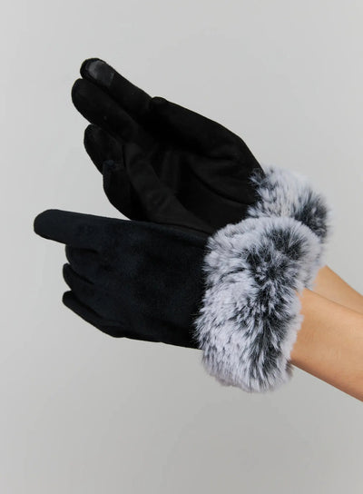 textured-velvet-gloves-in528 / Black