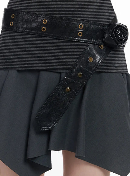 rose-detail-snap-belt-iy515 / Black