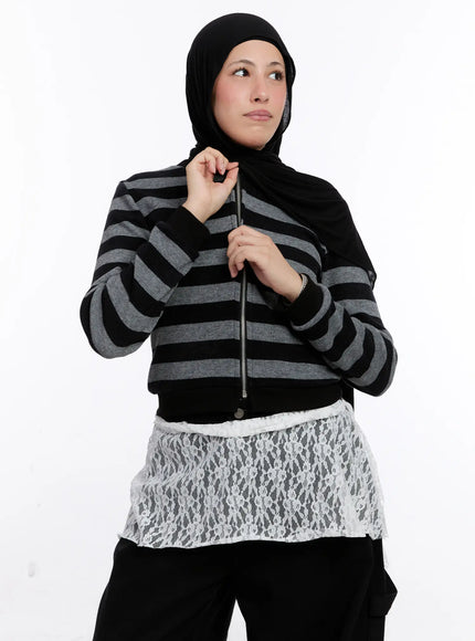 ralph-striped-two-way-zip-up-cs524 / Black