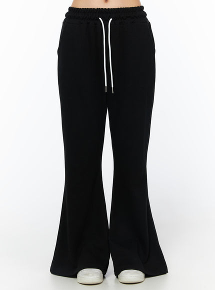 wide-leg-bootcut-sweatpants-iu516 / Black