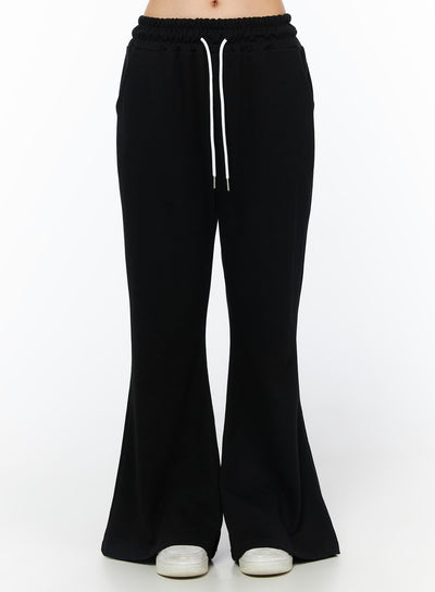 wide-leg-bootcut-sweatpants-iu516 / Black