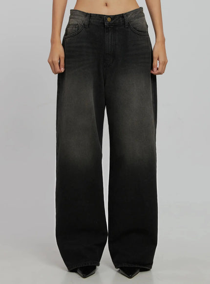 blaire-dark-washed-wide-leg-jeans-ij509 / Black