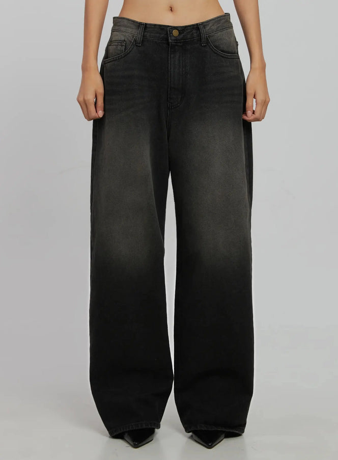 blaire-dark-washed-wide-leg-jeans-ij509 / Black