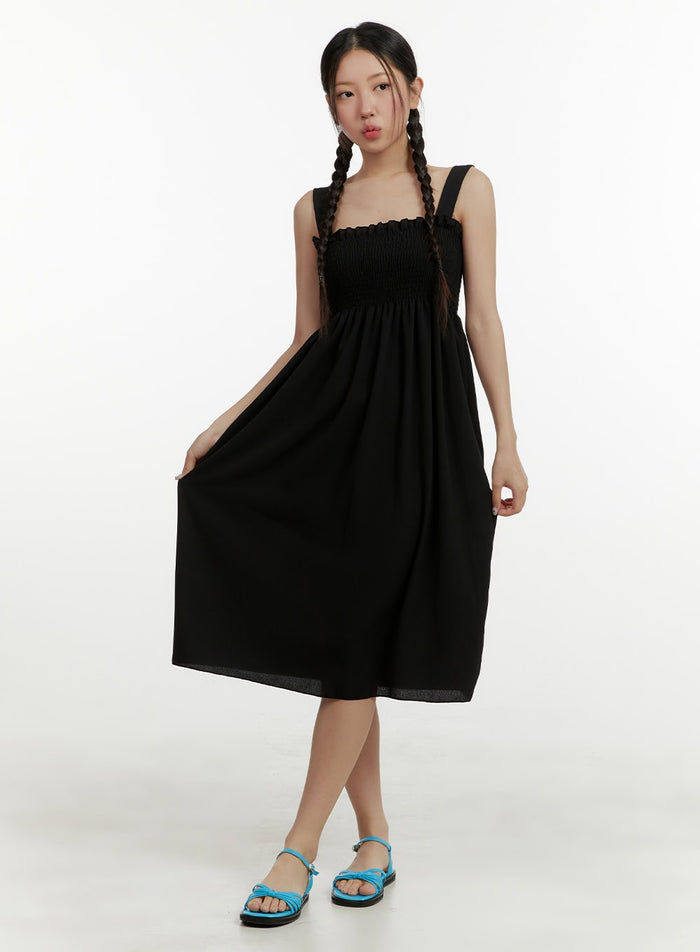 sleeveless-square-neck-flare-maxi-dress-oy413 / Black