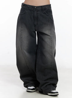 alana-belt-detail-baggy-jeans-cj530 / Black