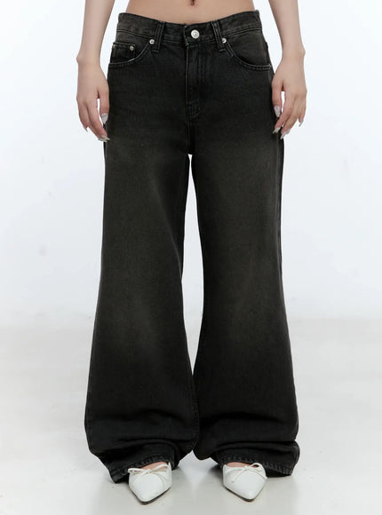 eunhee-wide-leg-flare-denim-jeans-cl530 / Black