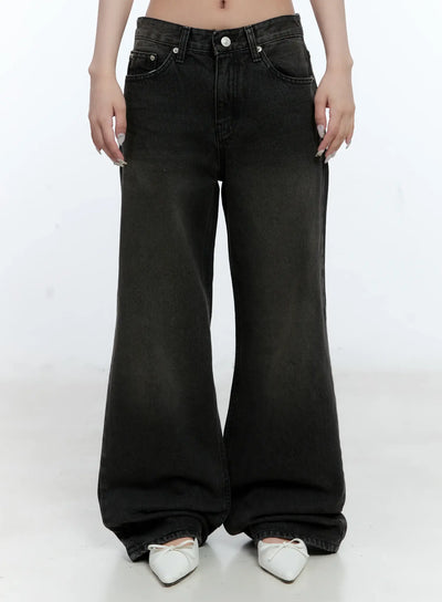 eunhee-wide-leg-flare-denim-jeans-cl530 / Black