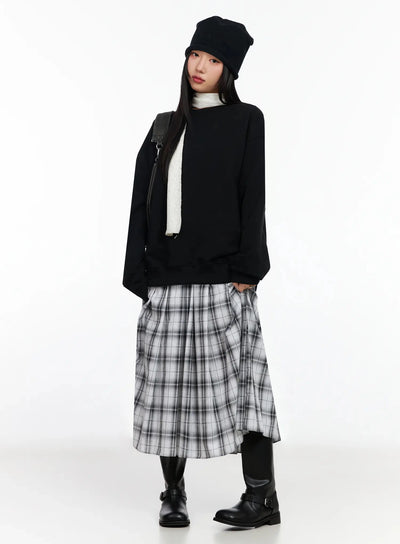 oversized-loose-fit-crewneck-sweatshirt-ia507 / Black