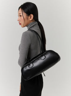 solid-faux-leather-shoulder-bag-cd329 / Black