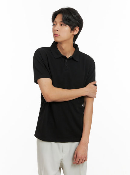 mens-basic-short-sleeve-polo-shirt-black-iy424 / Black