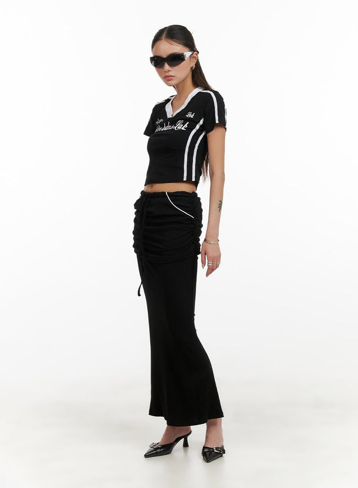 graphic-lettering-sporty-crop-tee-cy402 / Black