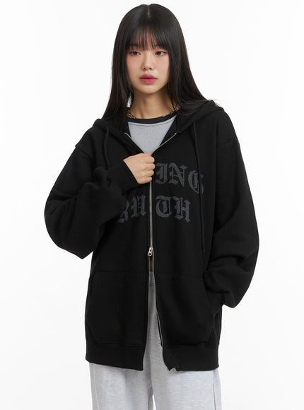 oversized-zip-up-hoodie-cj412 / Black