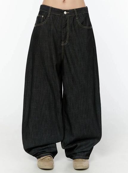soli-no-fade-baggy-jeans-iu522 / Black