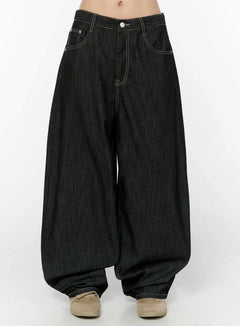 soli-no-fade-baggy-jeans-iu522 / Black