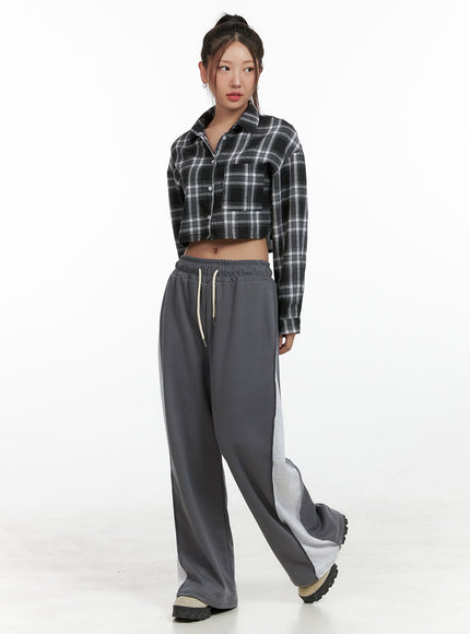 string-color-block-sweatpants-ol408 / dark gray