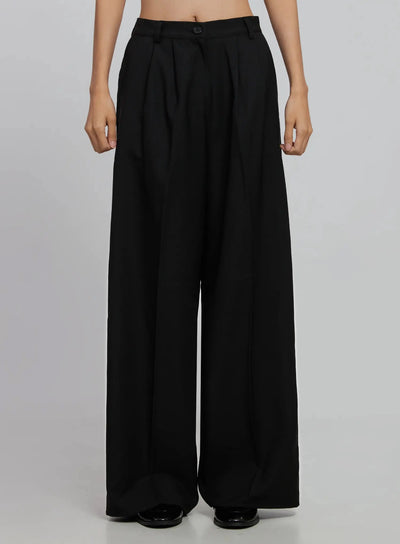 wide-leg-pleated-trousers-id516 / Black