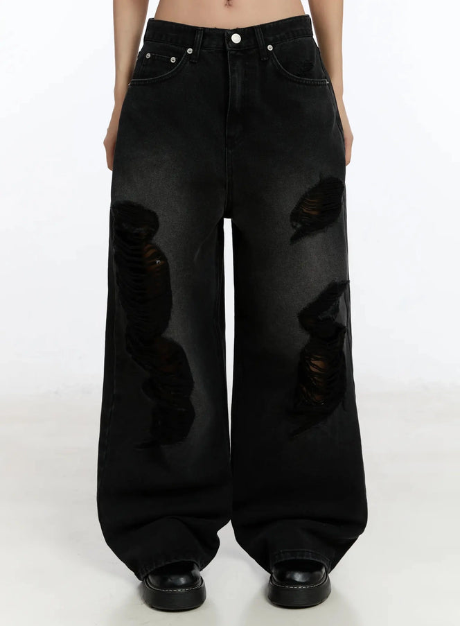 keyla-distressed-baggy-jeans-im513 / Black
