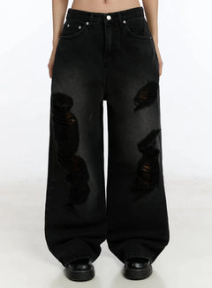keyla-distressed-baggy-jeans-im513 / Black