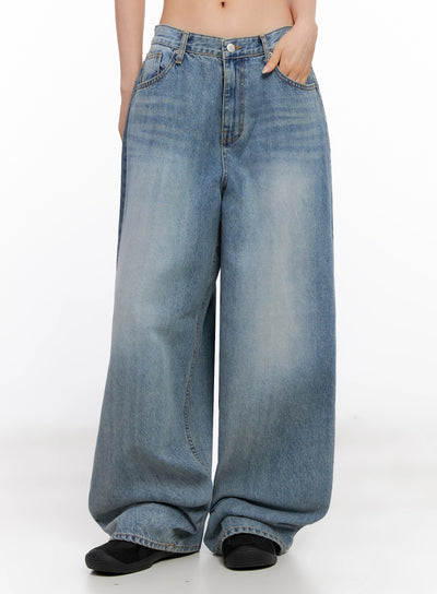 seojin-washed-wide-leg-jeans-ig508 / Blue