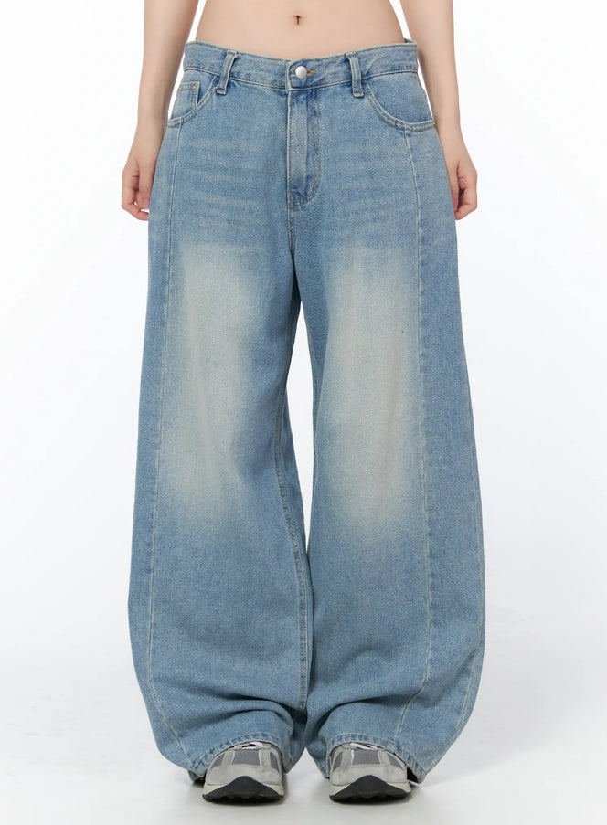 diamante-relaxed-fit-wide-leg-jeans-cy508 / Blue