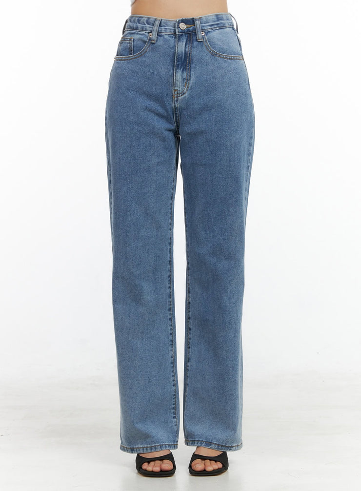 washed-straight-jeans-ol411 / Blue