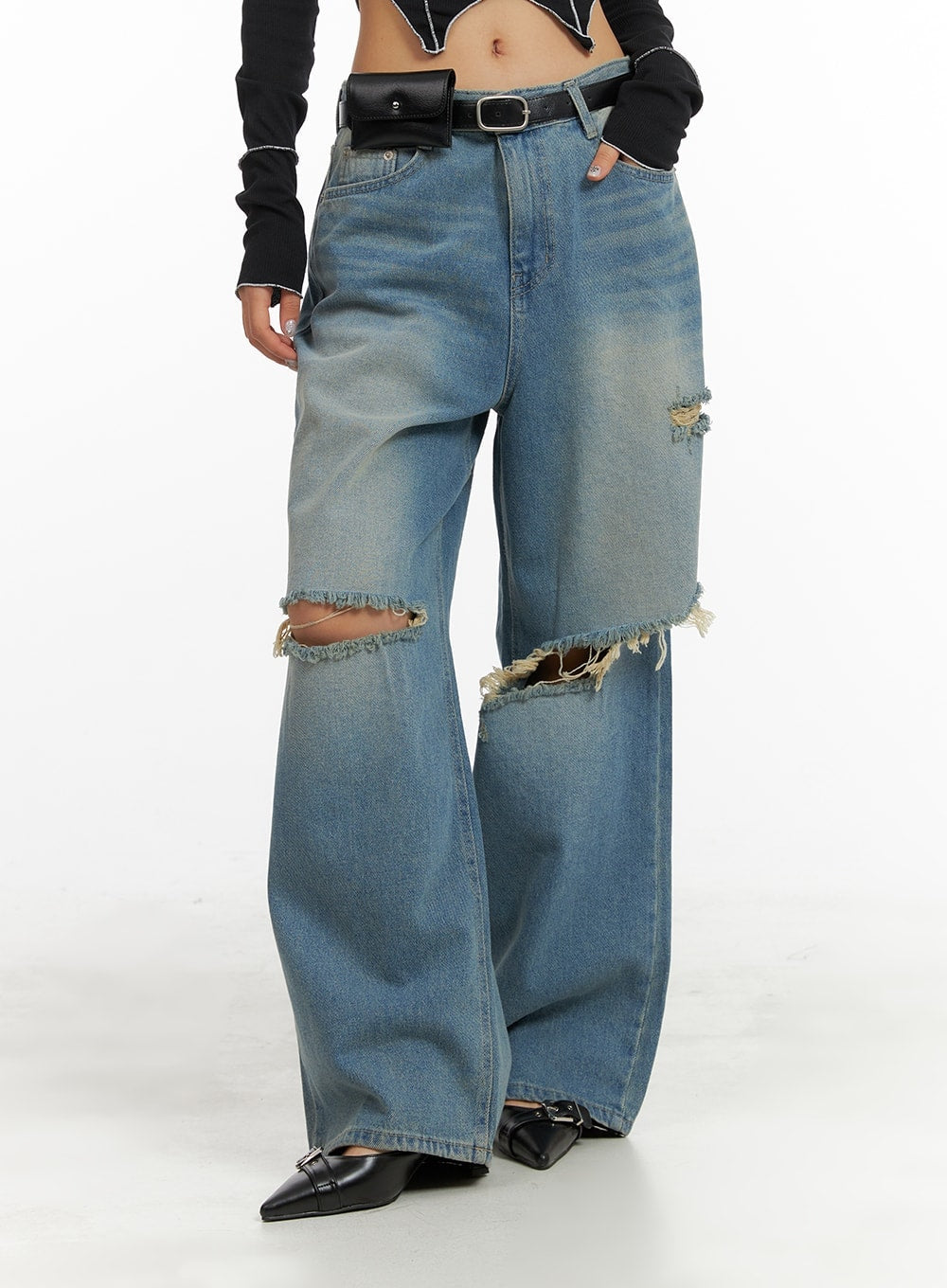 ripped-baggy-jeans-ca416 / Blue