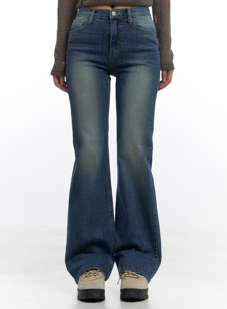 kara-sleek-fit-washed-bootcut-cotton-jeans-cs425 / Blue